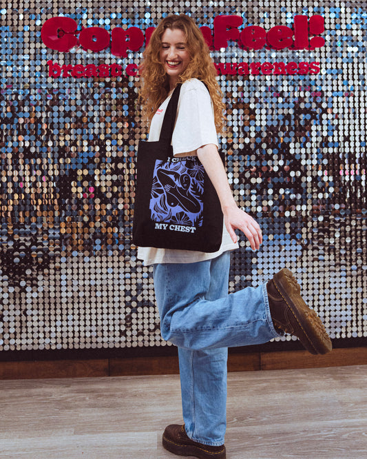 I Check My Chest Floral Tote Bag