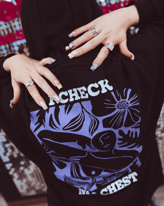 I Check My Chest Floral Hoodie