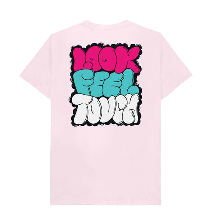 Pink Pale Pink Look, Feel, Touch Typography Short Sleeve T-Shirt